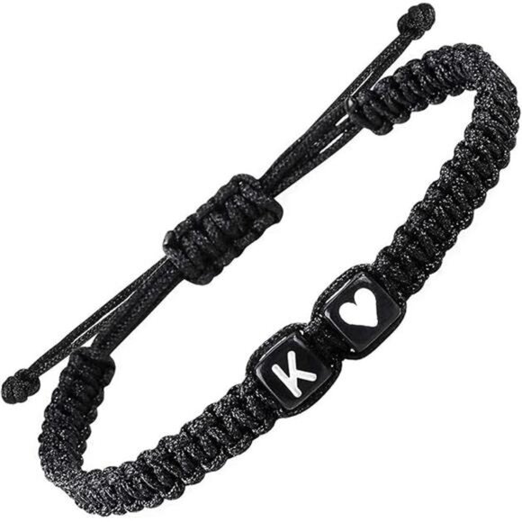 Mens Womens Initial Letter Bracelet Adjustable Couples Friendship Anniversary Gi - Picture 7 of 7